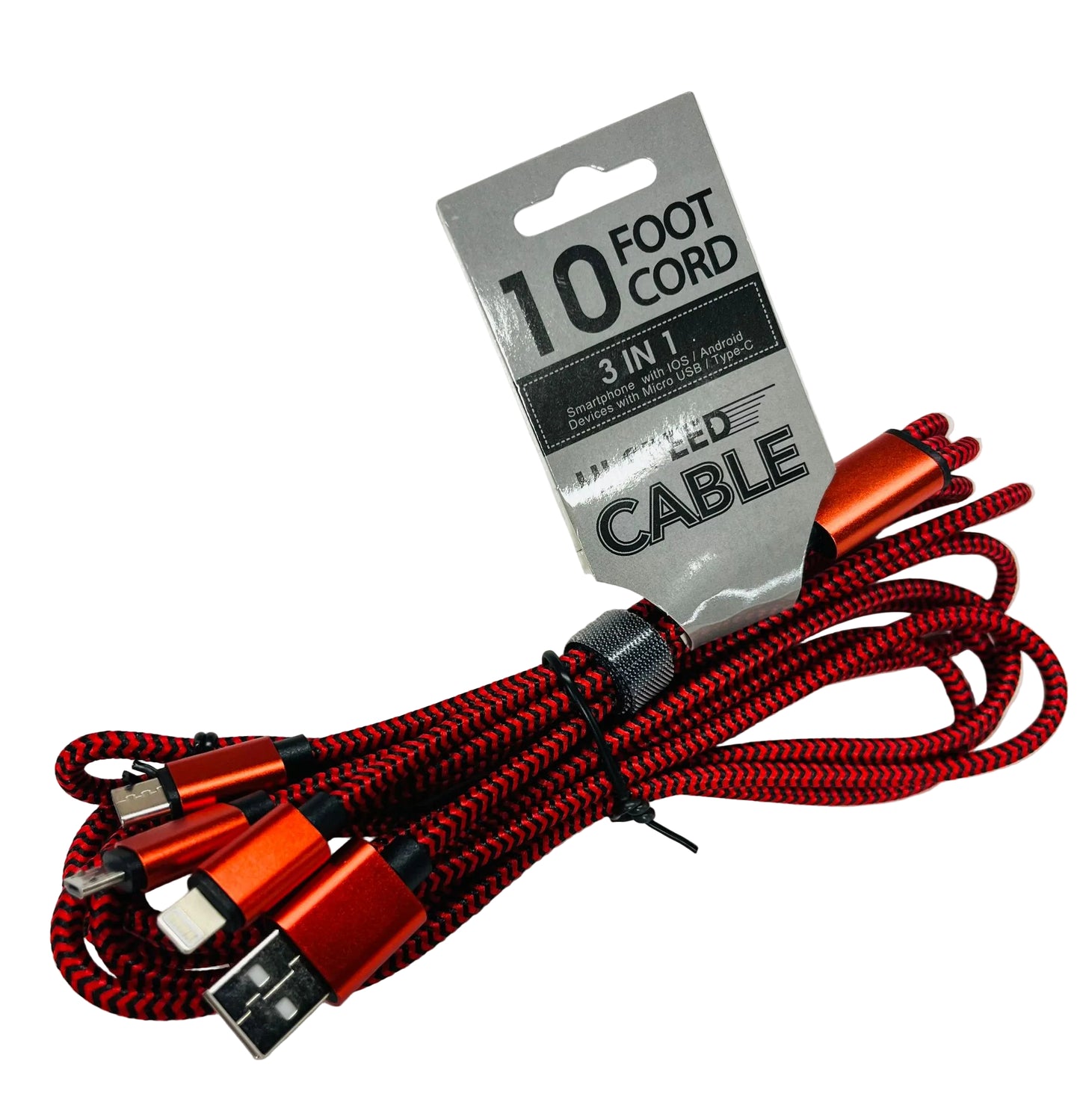 3 in 1 10 Foot Charger 6/bx