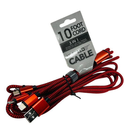 3 in 1 10 Foot Charger 6/bx