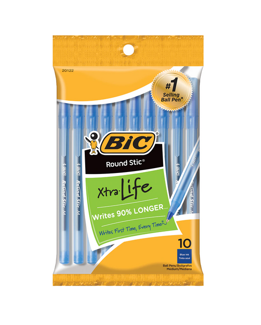Bic Round Stick Extra Life Pens 10pk 12/bx