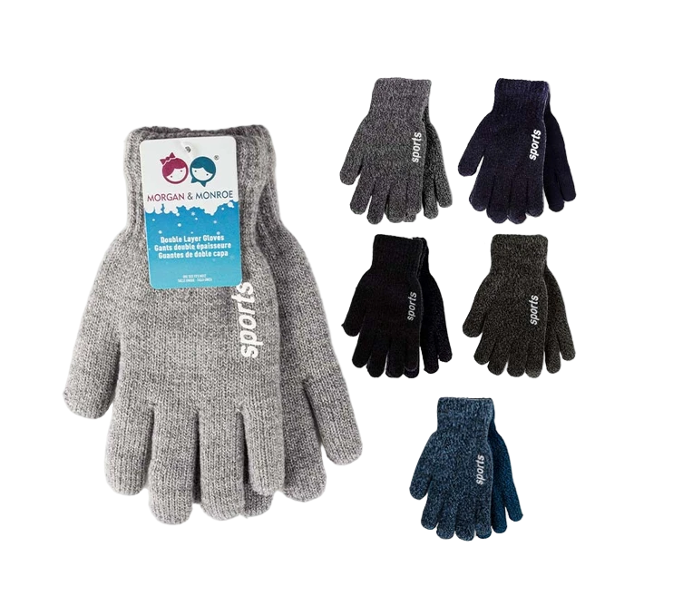 Boys Marled Double Layer Winter Gloves 12bx