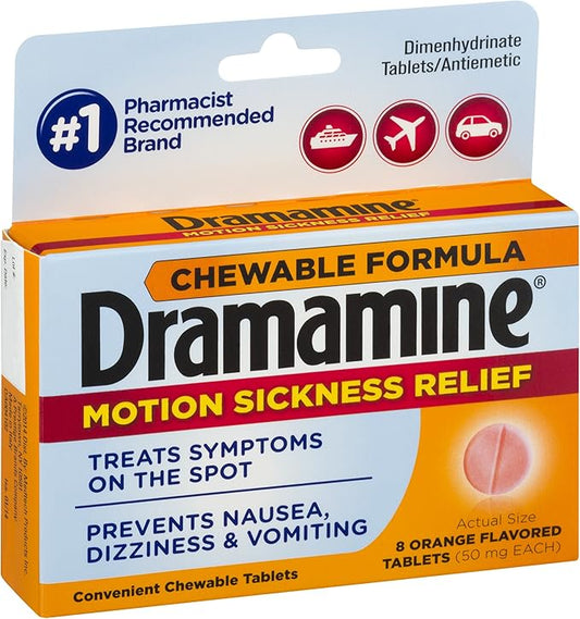 Dramamine Chewable Tablets 8ct per box 6/bx