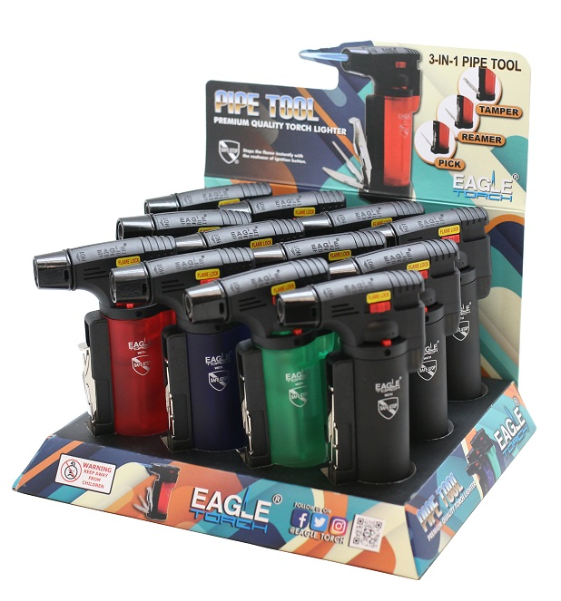 wholesale Eagle Torch 4" Pipe Tool 3 in 1 Side Torch Lighters 12/bx