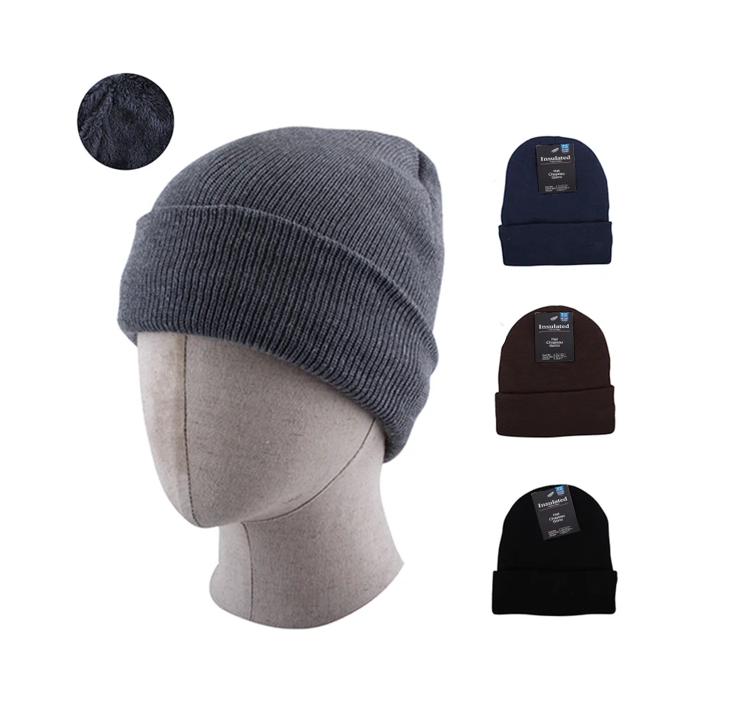 Insulated Winter Hat With Fur Lining Assorted Colors 12/bx