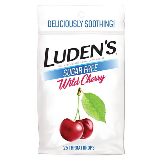 Luden's Cough Drops 25ct Sugar Free Wild Cherry 12bx