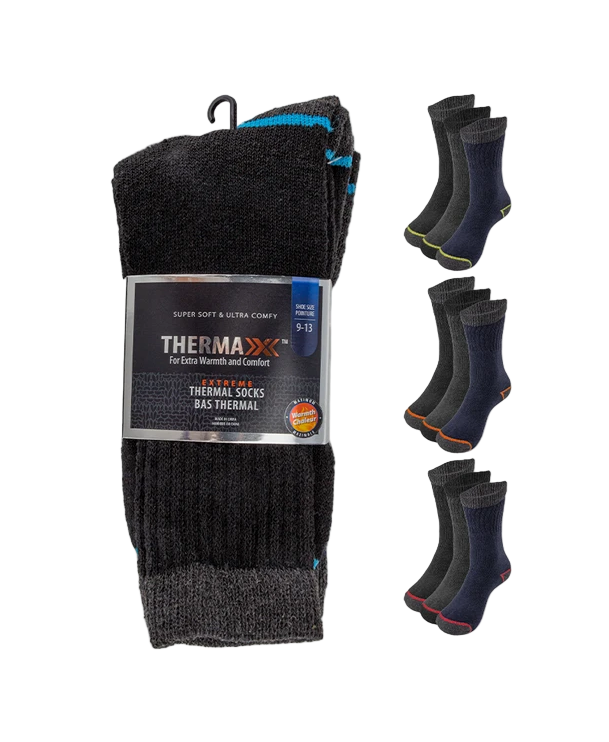 Men's Thermal Neon Lined Socks 3pk 12/bx