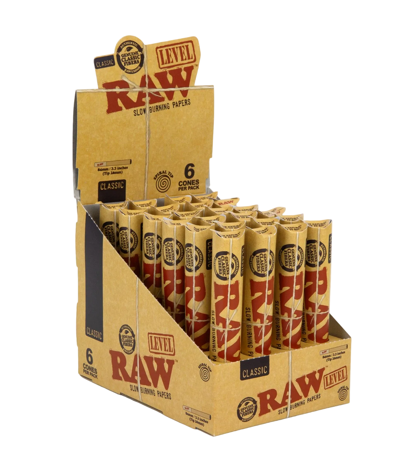 Raw Level Classic Cones 6pk 24/display
