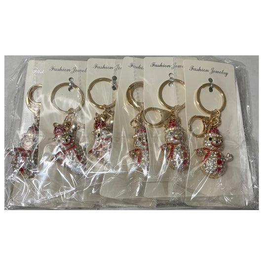 Christmas Snowman Rhinestone Keychain 12/bx