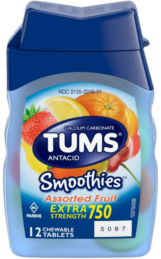 Tums X/S Smoothies 12 count per bottle 9/bottles