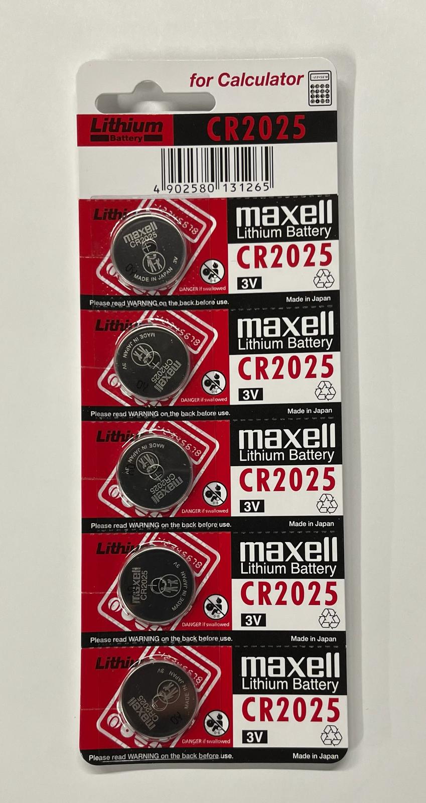 Maxell Lithium Coin Cell Battery CR2025 5pc