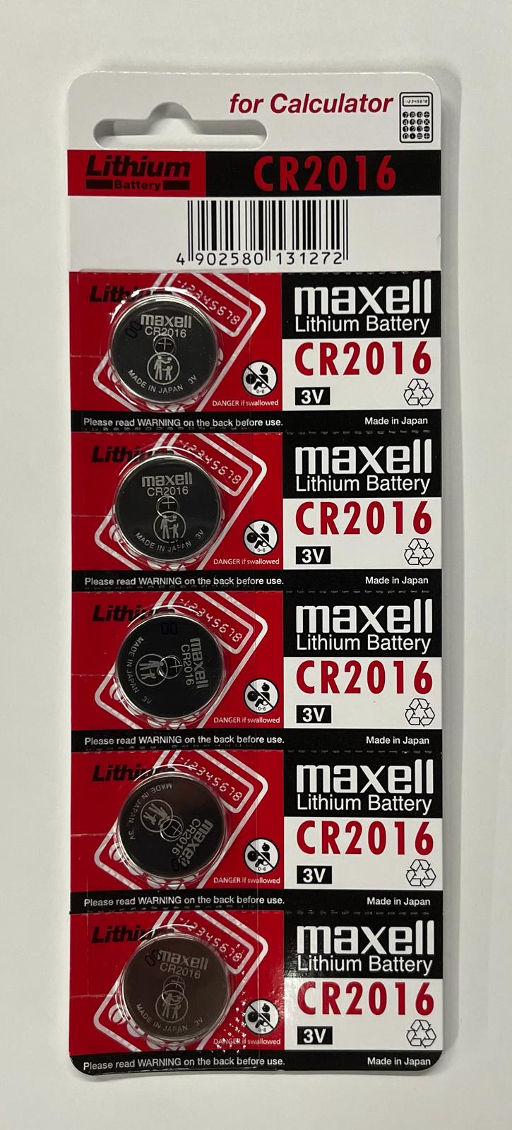 Maxell Lithium Coin Cell Battery CR2016 5pc