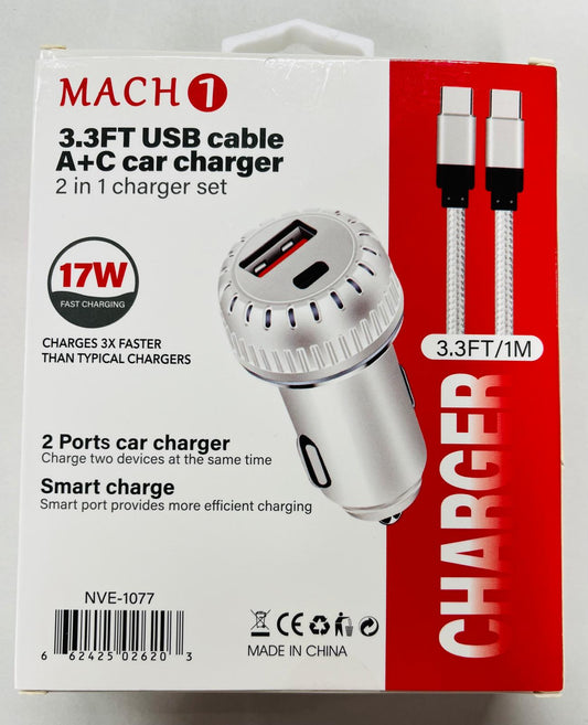 TYPE C Mach Car Plug & Cable Set 6/bx
