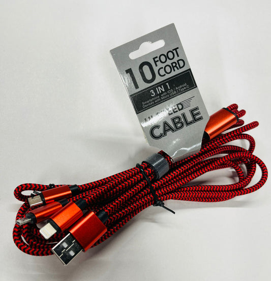 3 in 1 10 Foot Charger 6/bx