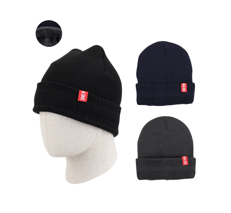 Winter Knit beanie Hat With Fur Lining 12/bx