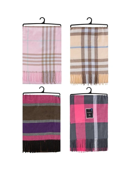 Women's Winter Scarf w/ Plaid Stripes Design 12/bx