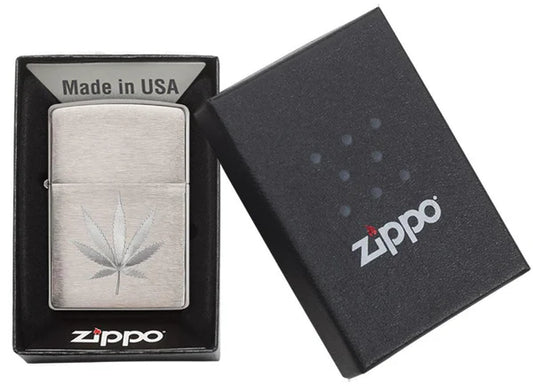 Zippo Chrome Marijuana Leaf Design #29587