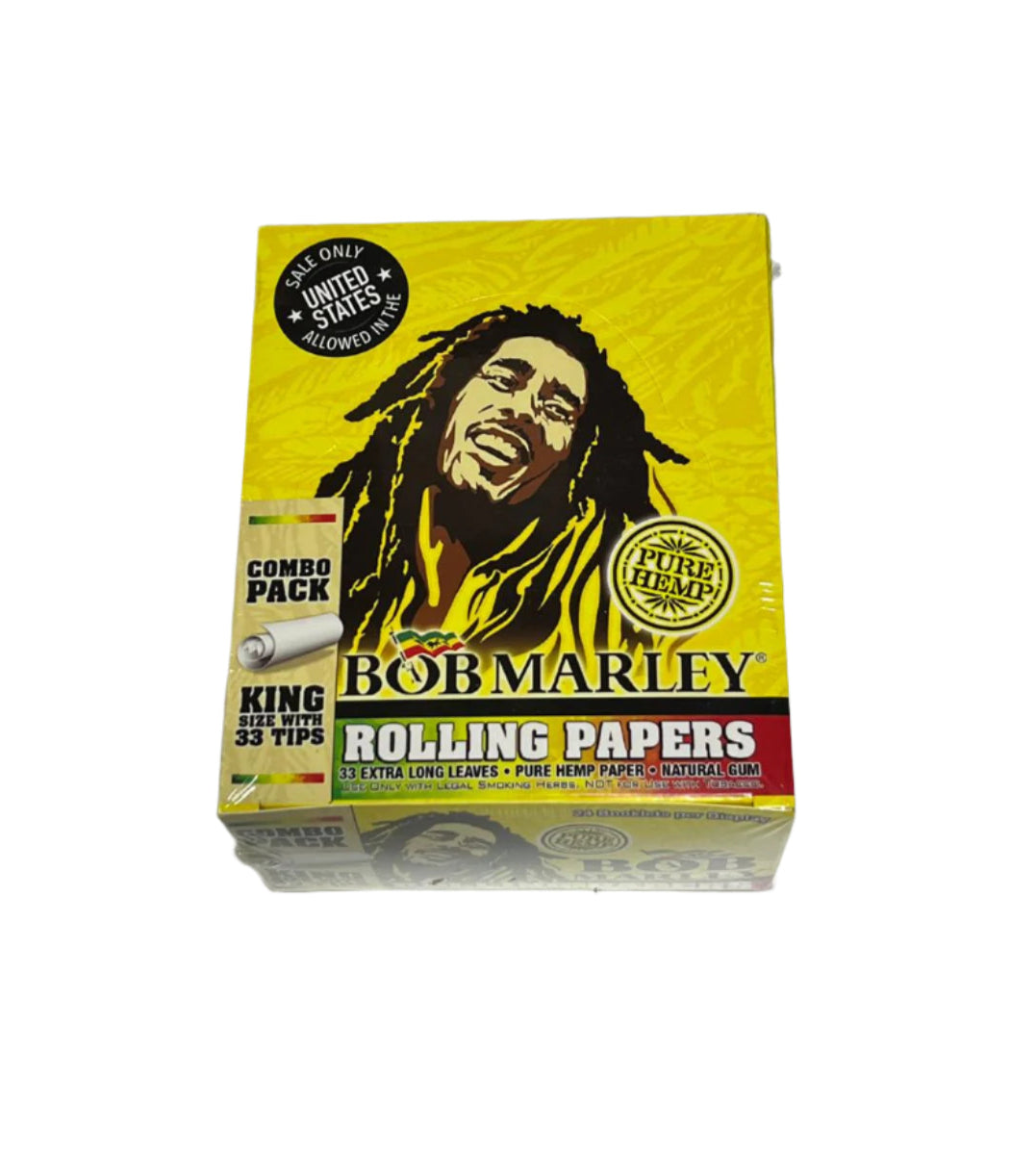 Bob Marley Cigarette Paper Pure Hemp King Size+Tips 24/bx