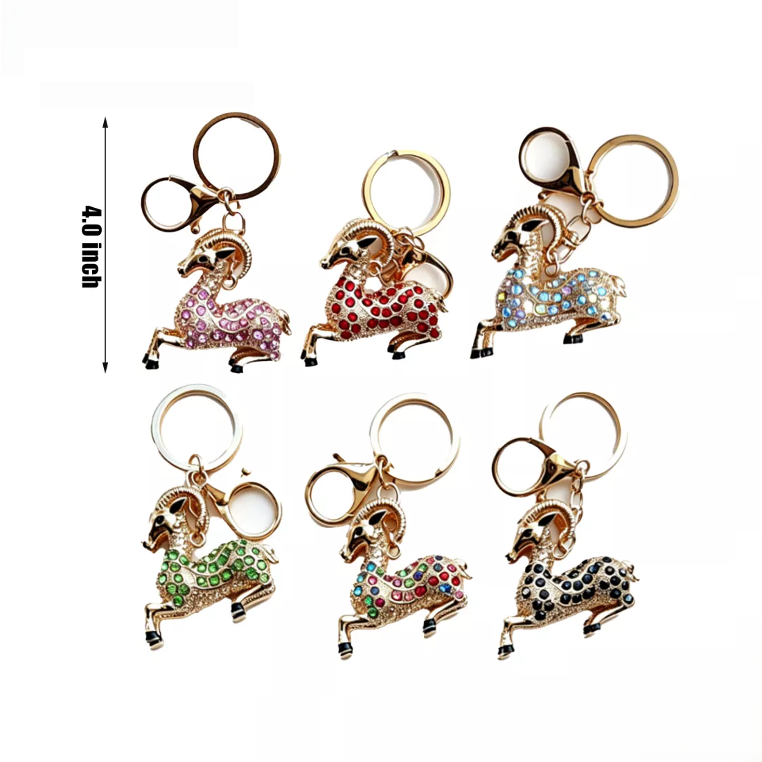 Holiday Goat Rhinestone Keychain 12/bx