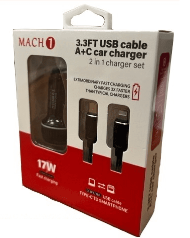 IPHONE Mach Car Plug & Cable Set 6/bx