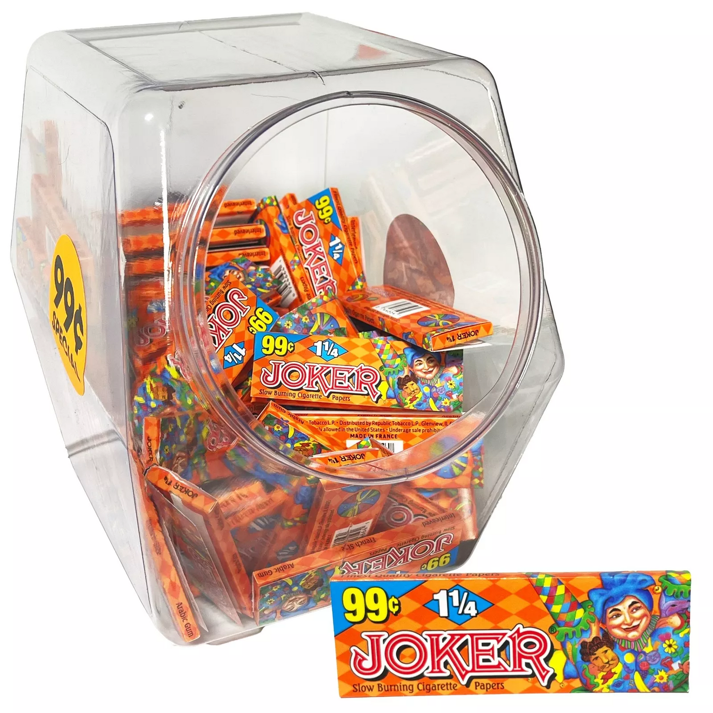 wholesale Joker Orange Cigarette Paper 1.25 Pre-Priced 0.99c 72/jar