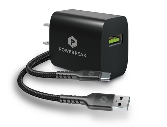 Quick Charge 18W USB To C Wall Charger with 6ft. braided Cable