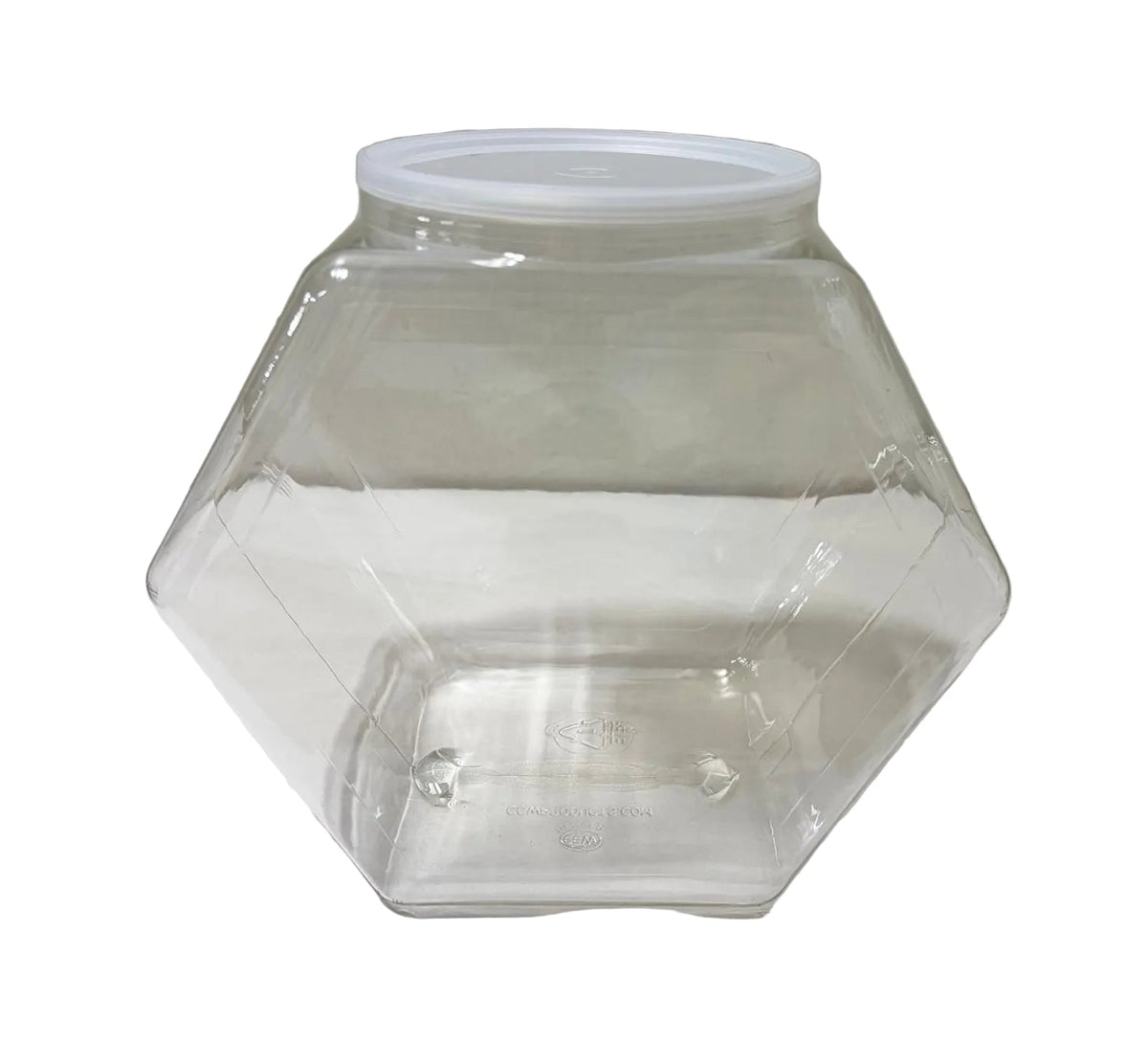 129 oz Hexagon Clear Jar w/Lid