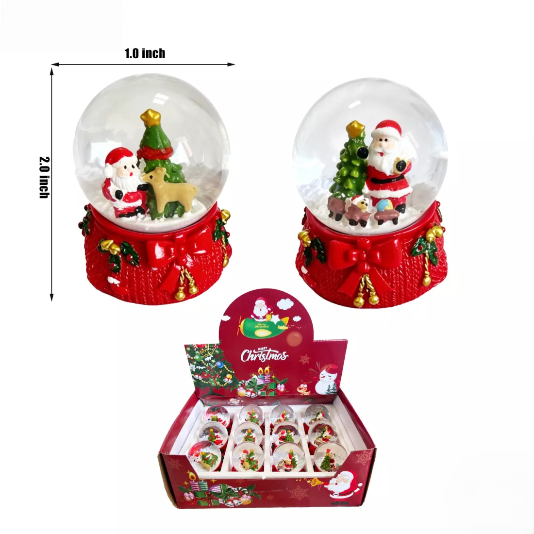 Christmas Design 2" Snow Globe Assorted Styles 12/Display