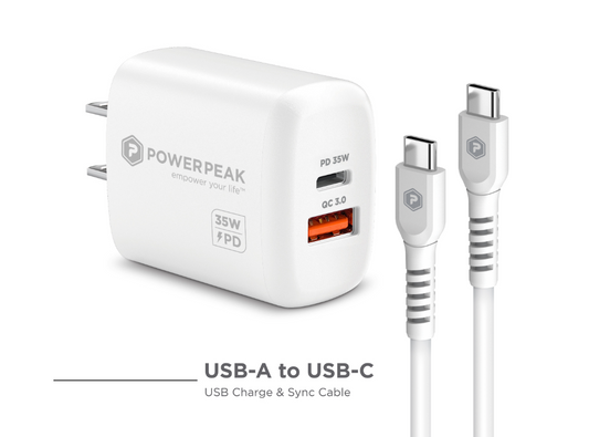 35W PD Dual Wall charger with Type C-C 6ft Cable