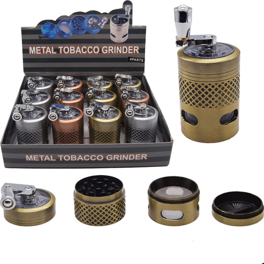 40mm 4 Part Copper Hand-Crank Grinder w/ Windows 12/bx