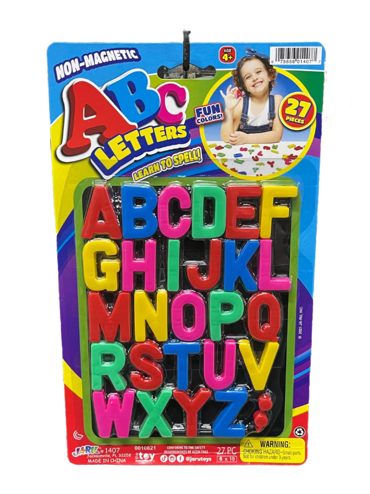Packaged set of colorful ABC letters 