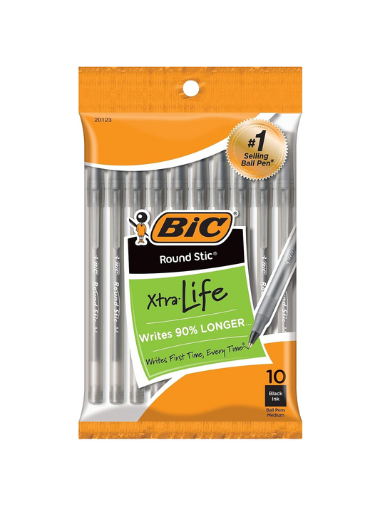 Bic Round Stick Extra Life Pens 10pk 12/bx