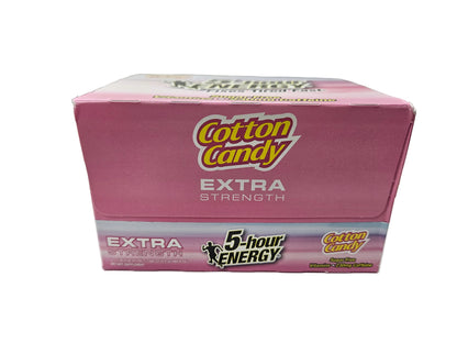 Box of 5-hour Energy Cotton Candy Extra Strength on a white surface