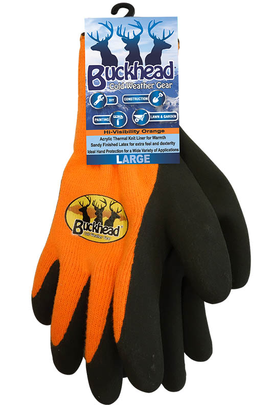 Buckhead Acrylic Orange Glove With Sandy Latex Size Large 12/pk