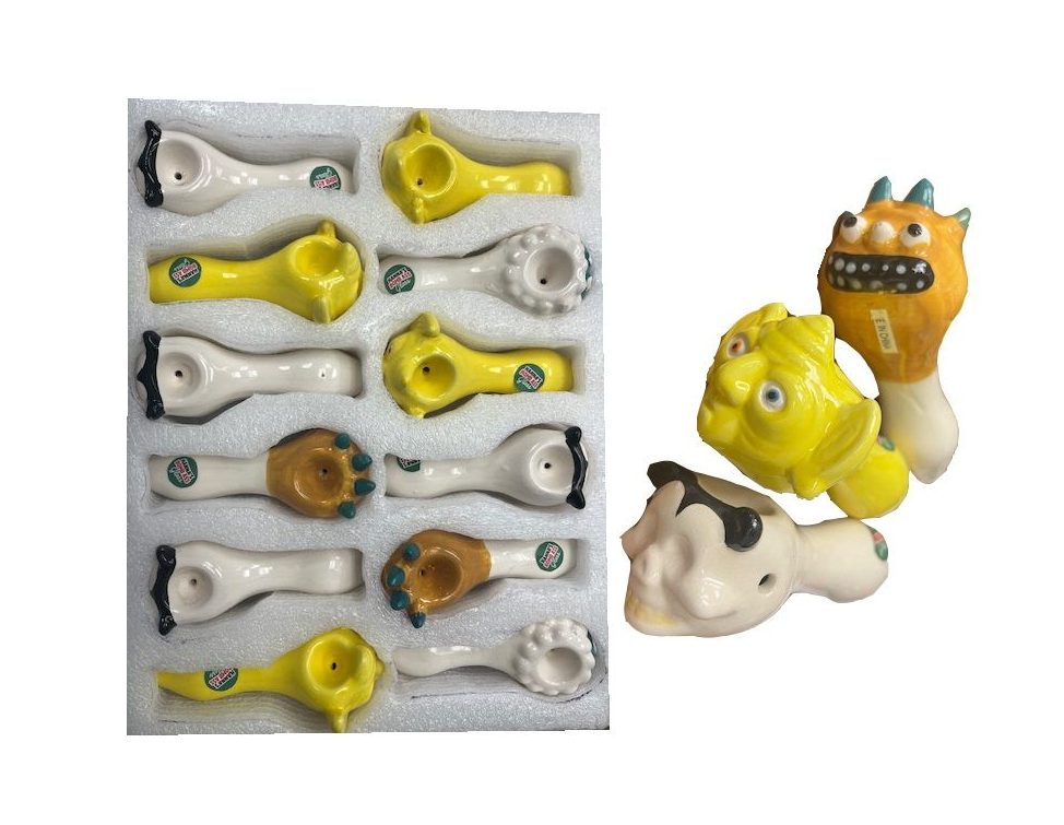 Ceramic Hand Pipes 4" 12/bx