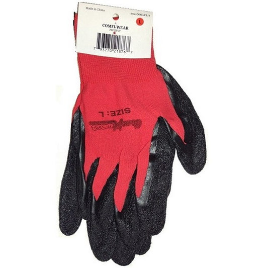 ComfiGrip Crinkle Latex Coated Red Large Gloves 12/pk