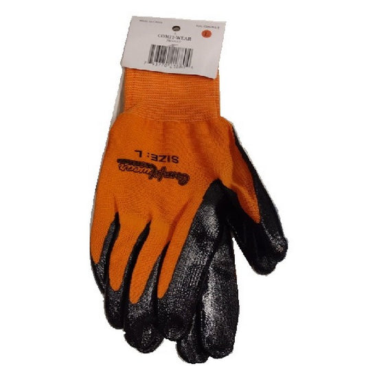 ComfiGrip Nitrile Coated Orange Large Gloves 12/pk