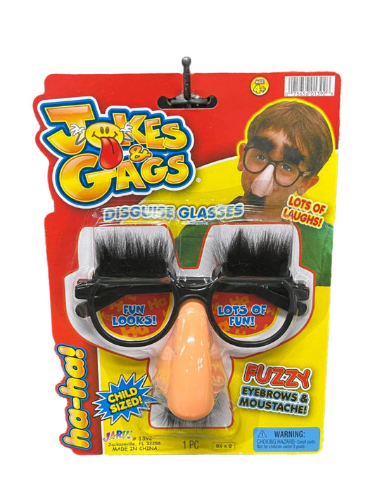 Disguise glasses with fuzzy eyebrows and mustache 