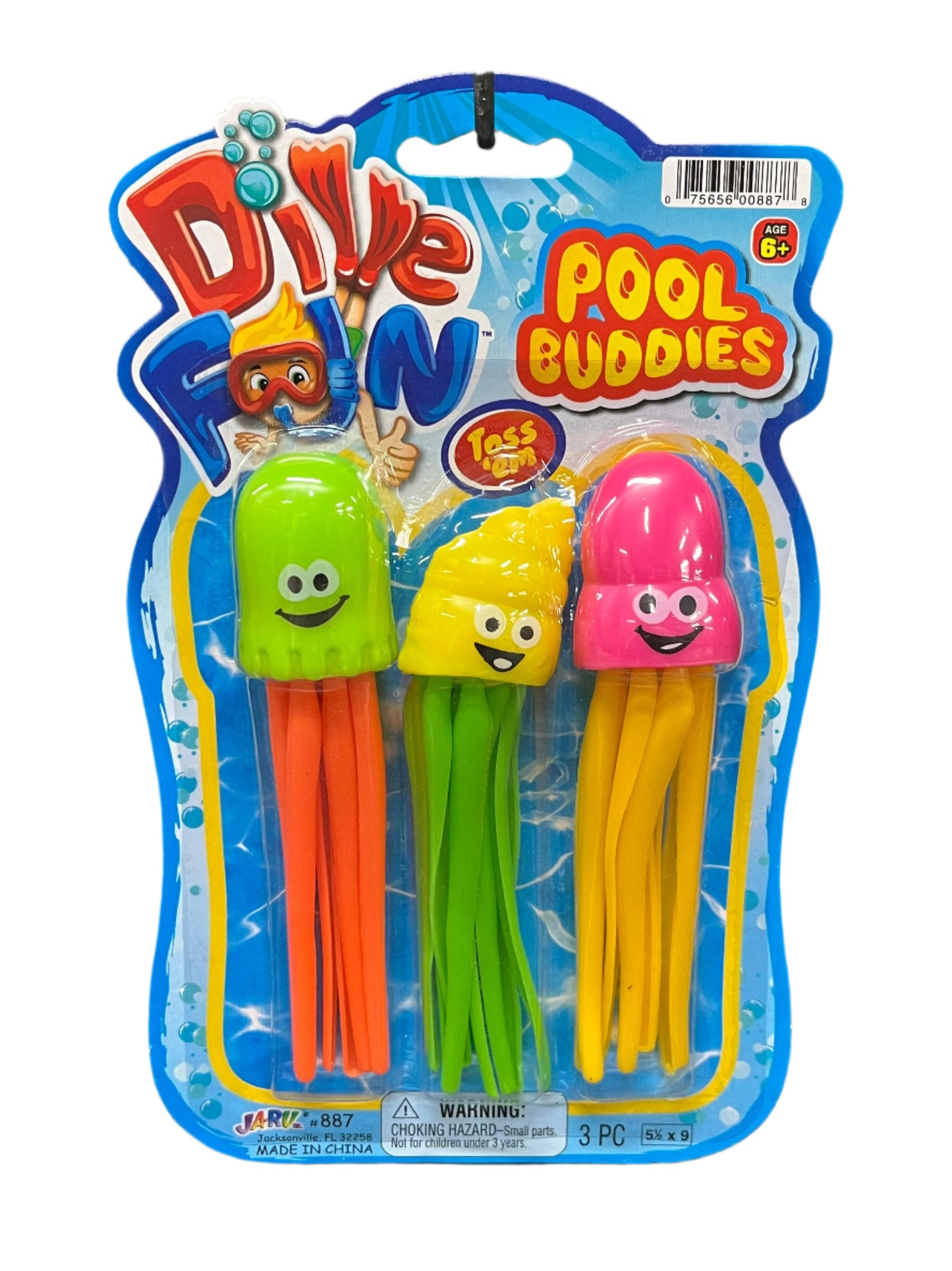 Packaged toy pool buddies with colorful design 