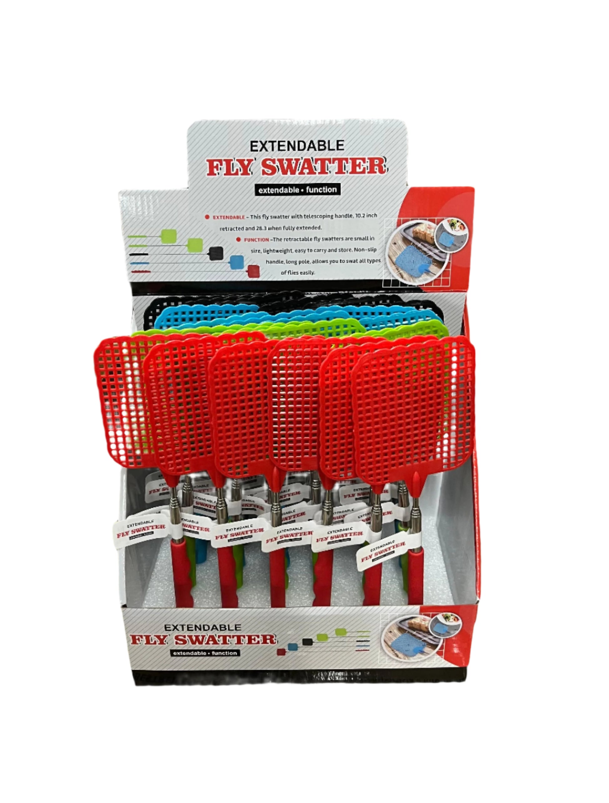 Display of extendable fly swatters 