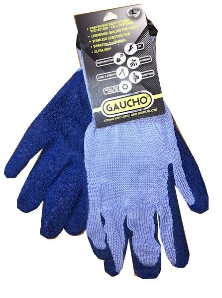 Gaucho String Knit Blue Grip Large Gloves 12/pk