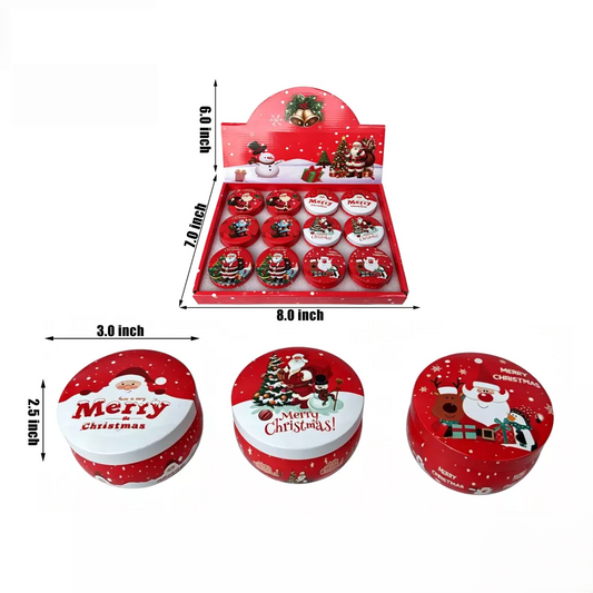 Christmas Themed (Empty) Tin Can 12/Display