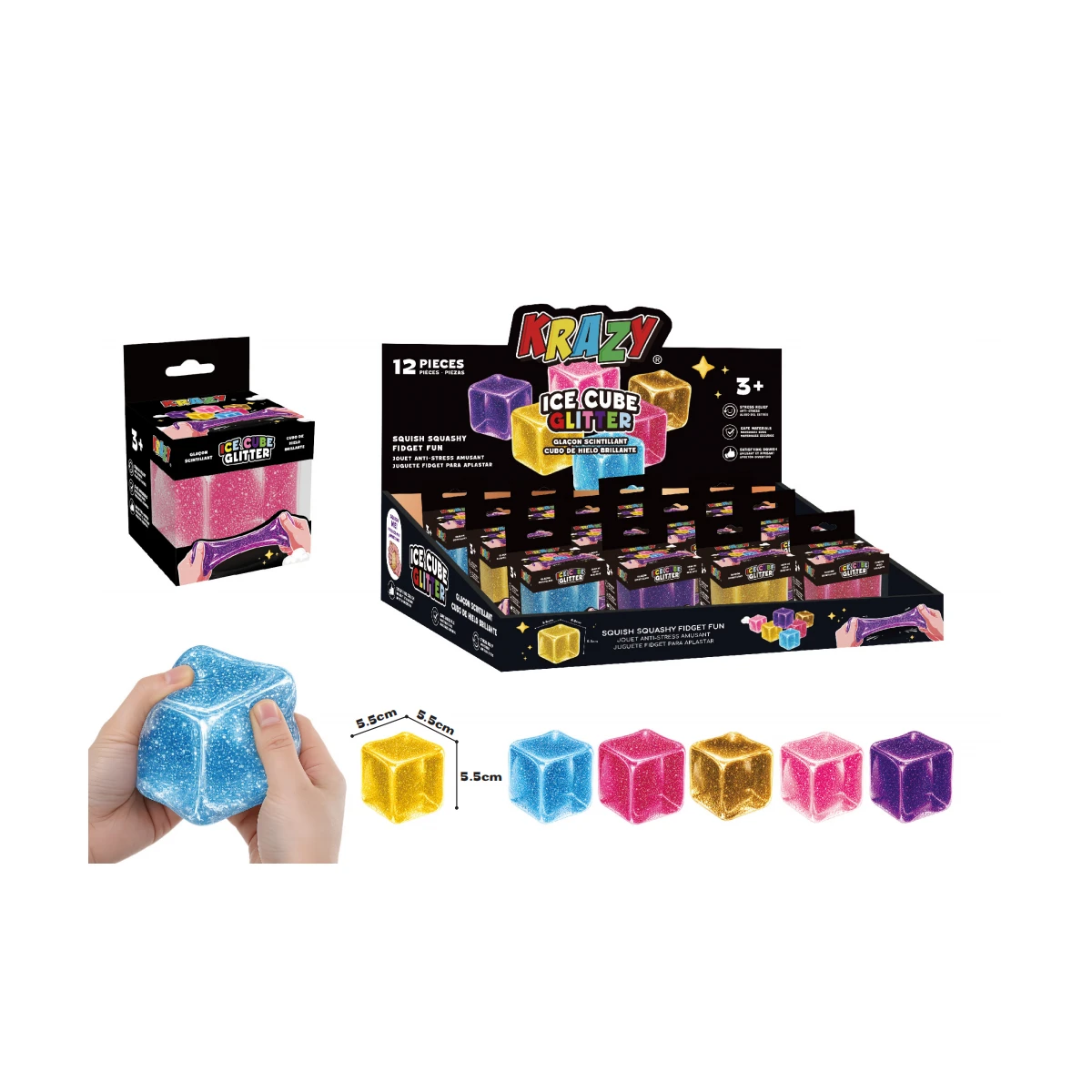 Krazy Glitter Ice Cube Toy 12/bx
