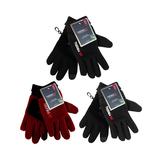 Ladies Thermax Fleece Winter Gloves Leather Palm & Touch 12/bx