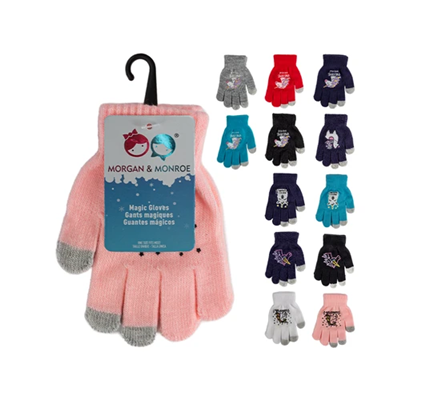 Little Girls Winter Gloves With Designs 12/bx