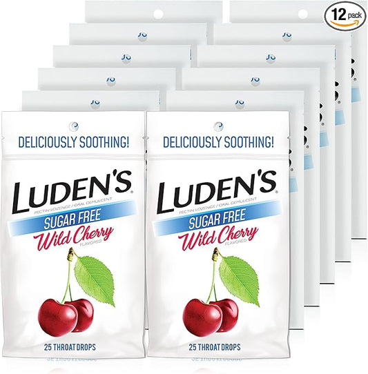 Luden's Cough Drops 25ct Sugar Free Wild Cherry 12bx