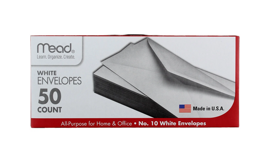 Box of Mead white envelopes 