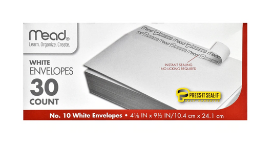 Mead Envelopes Instant Sealing 30 Count 12/bx