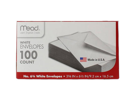Box of Mead white envelopes 