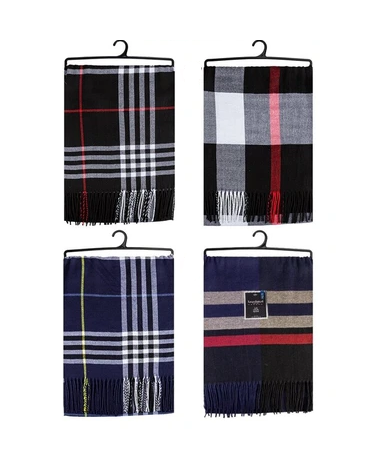 Men's Winter Scarf w/ Plaid Stripes Design 12/bx