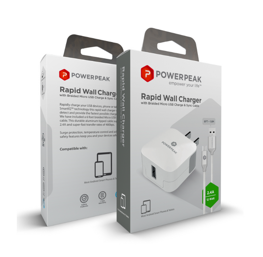 Micro Rapid Wall Charger With 6ft Cable
