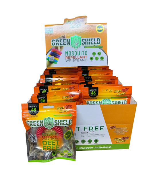 Display of Green Shield mosquito repellent products 